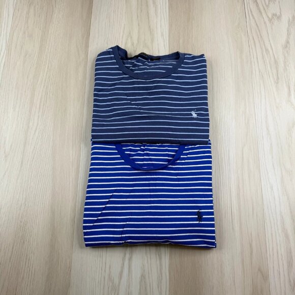 Polo Ralph Lauren Mens Blue & White Striped Custom Classic Fit T-Shirts Size XL - Picture 1 of 14